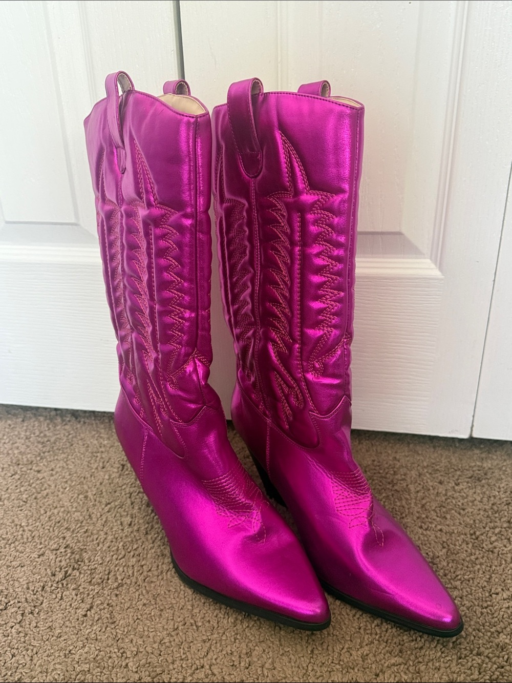 Billini Metallic Fuchsia Mid-Calf Western Boots